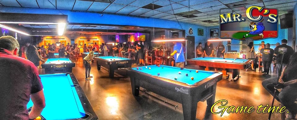 Mr. C's pool hall exterior/interior